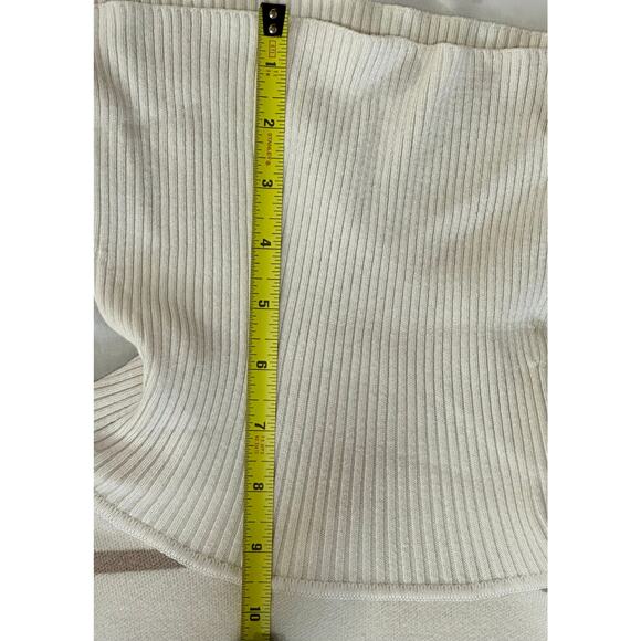 Free People Cream Striped Cropped Cowl Neck Sweater Size XS - Picture 5 of 7
